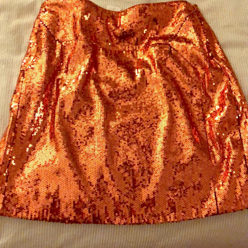 DVF copper / gold sequin mini skirt